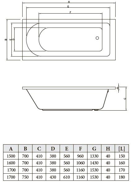 Акриловая ванна Bonito Home Elara 150x70, с ножками St — изображение 3