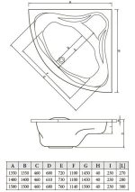Акриловая ванна Bonito Home Andro 140x140 угловая, с ножками Su — изображение 3