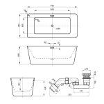 Акриловая ванна Wellsee DeSire 175.5x76, отдельностоящая, белый глянцевый/золото — изображение 6