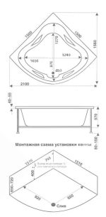 Гидромассажная ванна BAS Империал 150x150 Стандарт, угловая — изображение 6