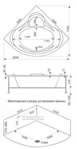 Гидромассажная ванна BAS Мега 160x160 Стандарт, угловая — изображение 6