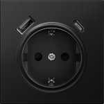 Накладка для розетки Schuko с зарядным устройством USB A+C, с защитными шторками, никель, серия R98 METAL