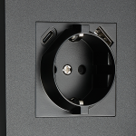 Розетка Schuko с зарядным устройством USB A+C, с защитными шторками, черный, серия N96